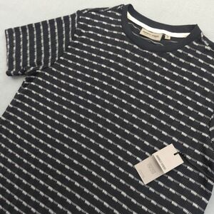 Amongst Others Mens Medium Black Striped Knit Tee Shirt Boxy Drop Shoulder